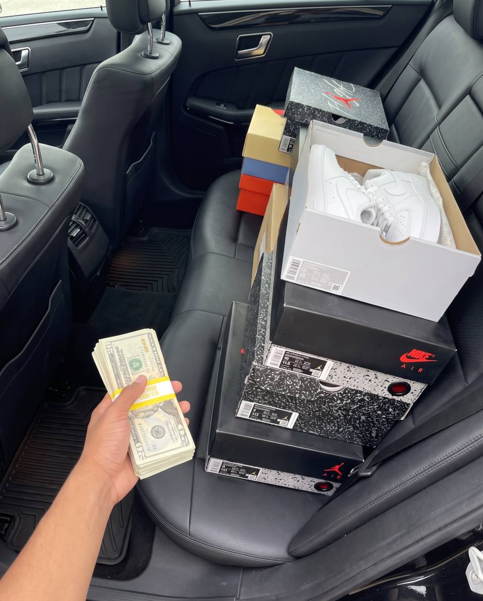 Boxes of stock inside a car